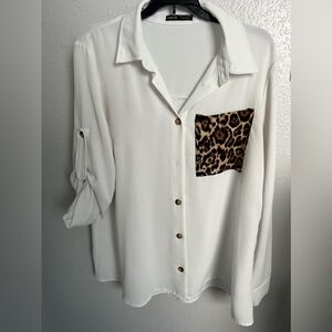 Boyfriend cheetah pocket dress shirt